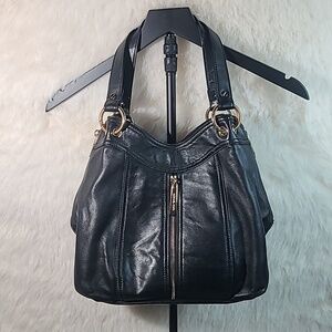 Michael Kors Bedford Legacy | eBay Michael Kors Bedford Legacy Large Pebbled Leather Dome Tote Black Gold Hardware main image 2
